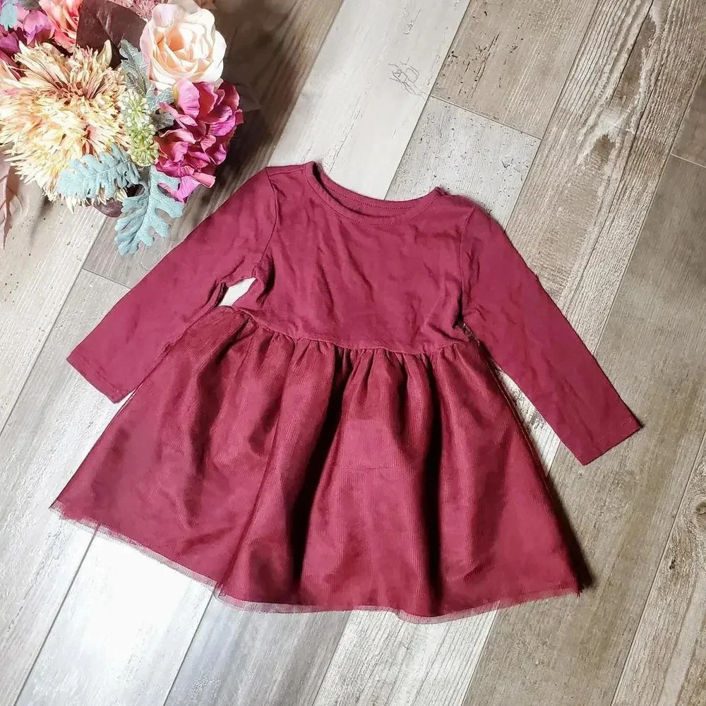 Old Navy Baby Toddler Girl Burgundy Dress Tulle Skirt 2T